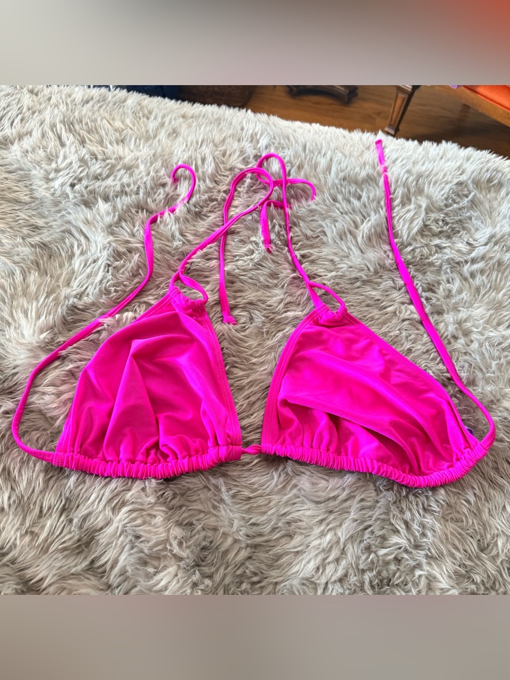 Curvy Beach raspberry pink triangle top 3x